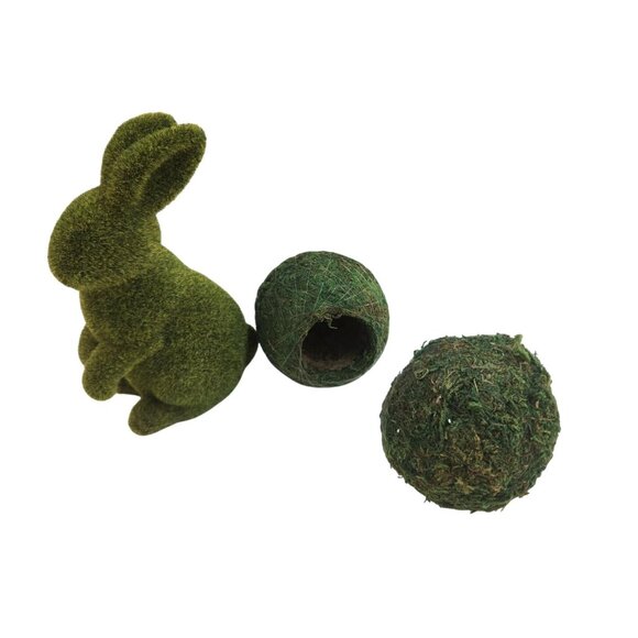 Flower Barn Other - Moss Bunny Rabbit Figurine With Open Moss Balls Spring Easter Wreath Craft Suppl